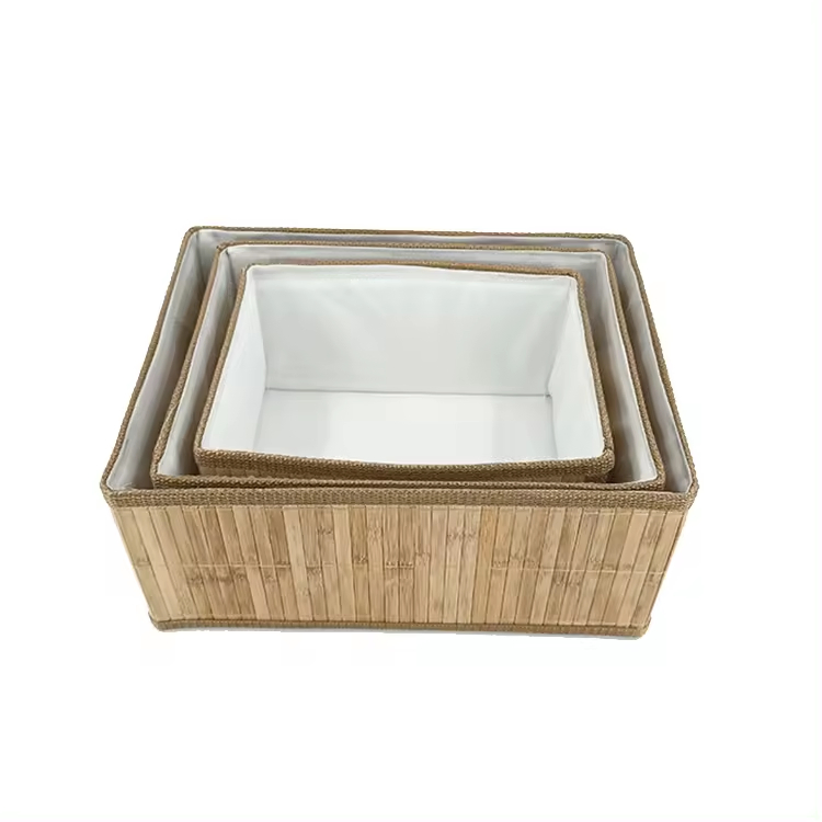 Classic Square Bamboo Storage Boxes Handwoven Natural Fiber Eco-Friendly and Folding Home Organization