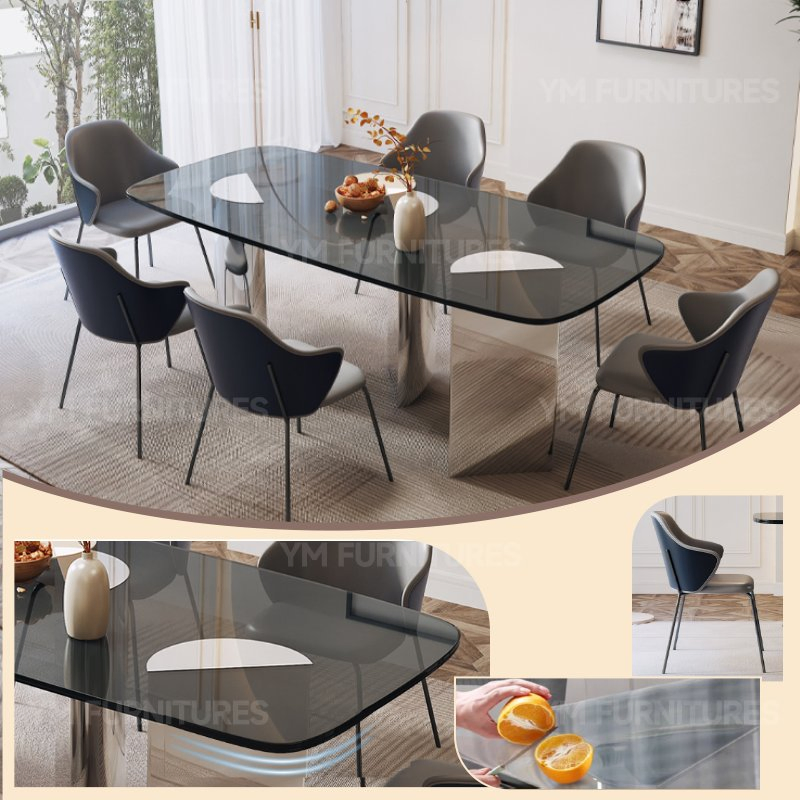 Custom Modern Stylish Glass Expandable Home Villa Round Dining Room Table Furniture