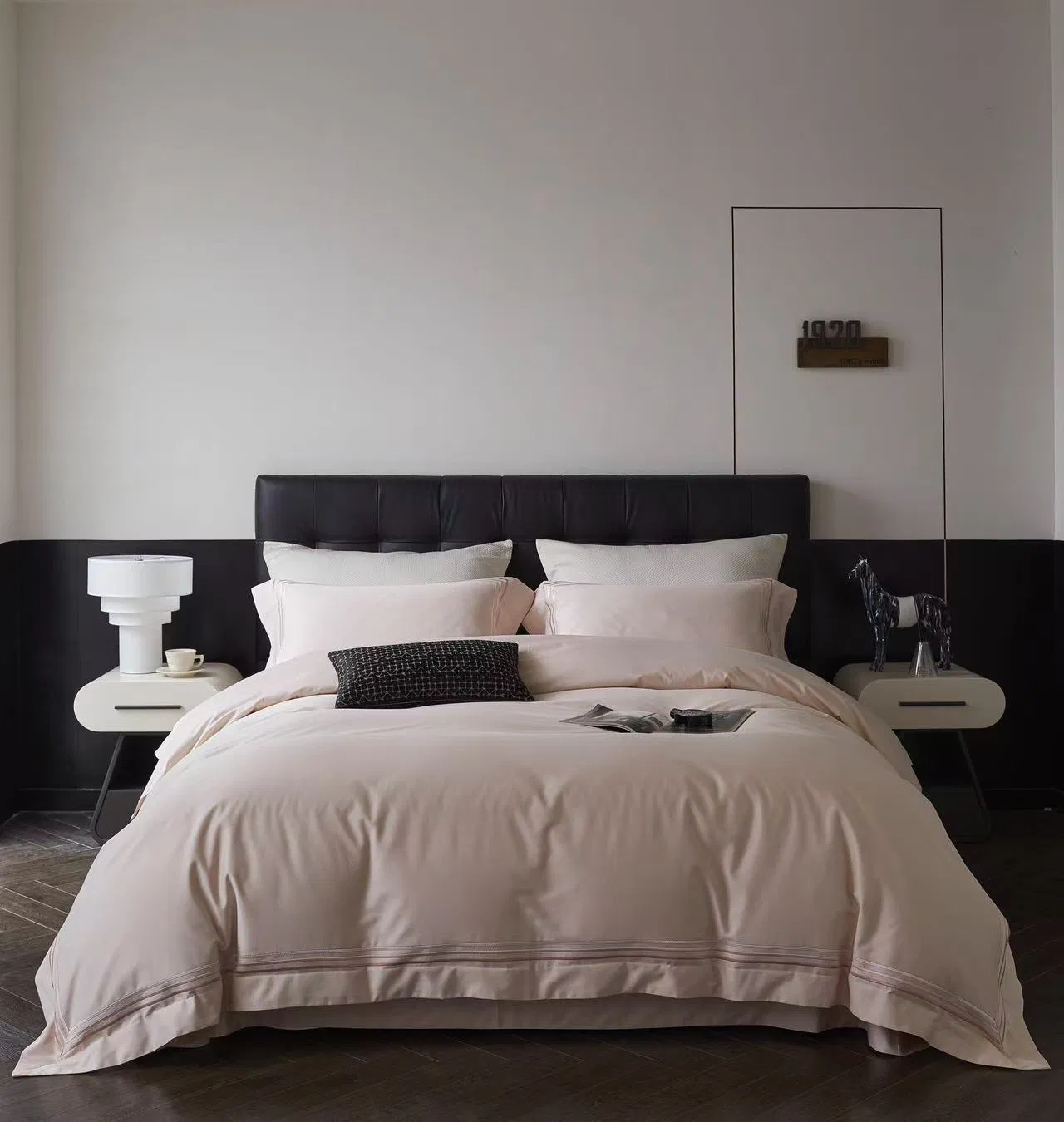 Custom Luxury Blue Comforter Duvet Cover 100% Egyptian Cotton Solid Color Pillow Cases 4 Piece Home Textile