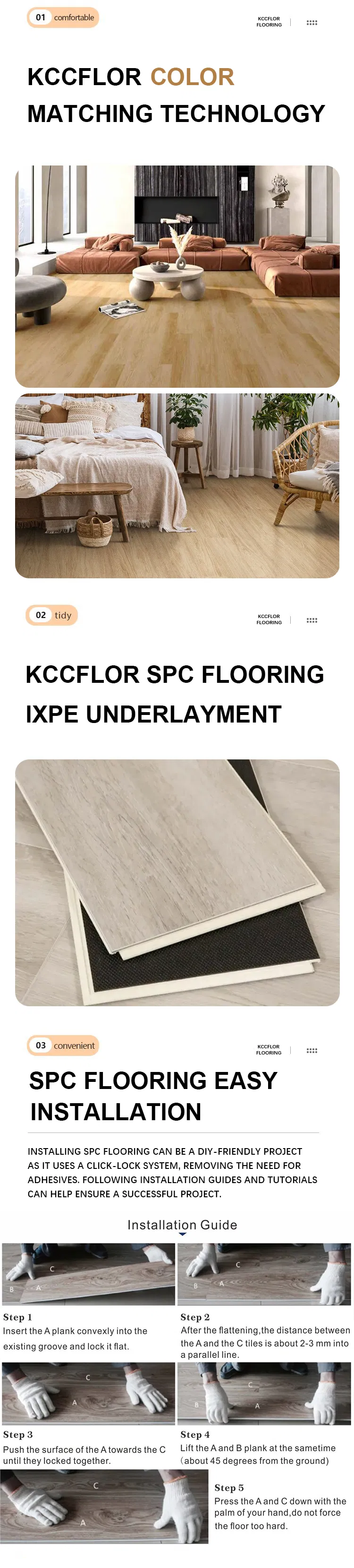 Wood Look Rigid Core Spc Click Flooring Vinyl Floor Covering