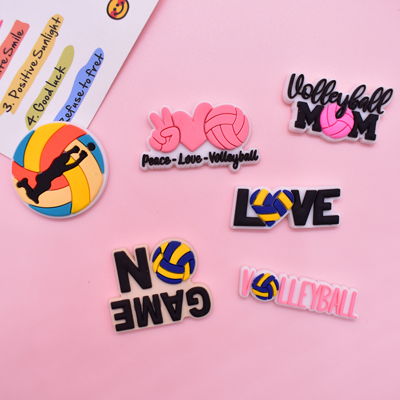 New Volleyball PVC Soft Glue Drip Plastic Detachable Decorative Buckle Hole Shoes Flower Shoe Buckle Cross-Border DIY Accessories in Stock.