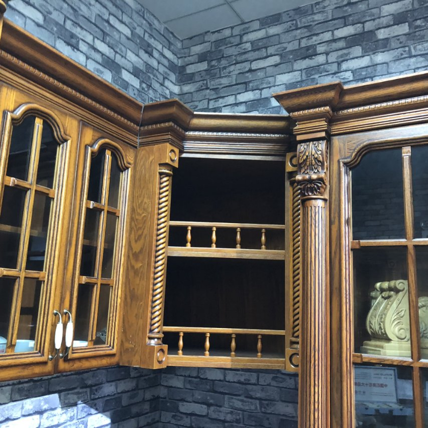 High Quality Classical Style Custom Solid Cherry Wood with Pillar Kitchen Furniture