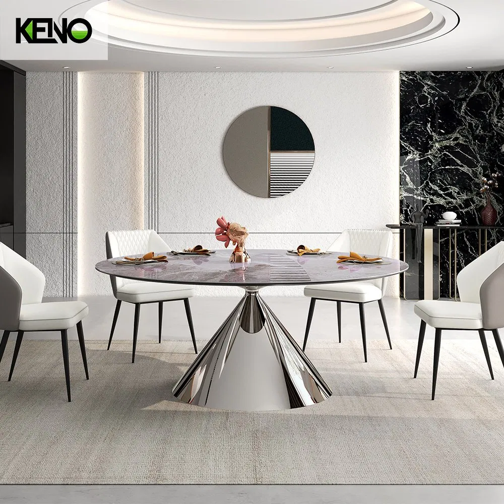 Luxury Room Aluminium Alloy Leg Set Sintered Stone Dining Table Furniture
