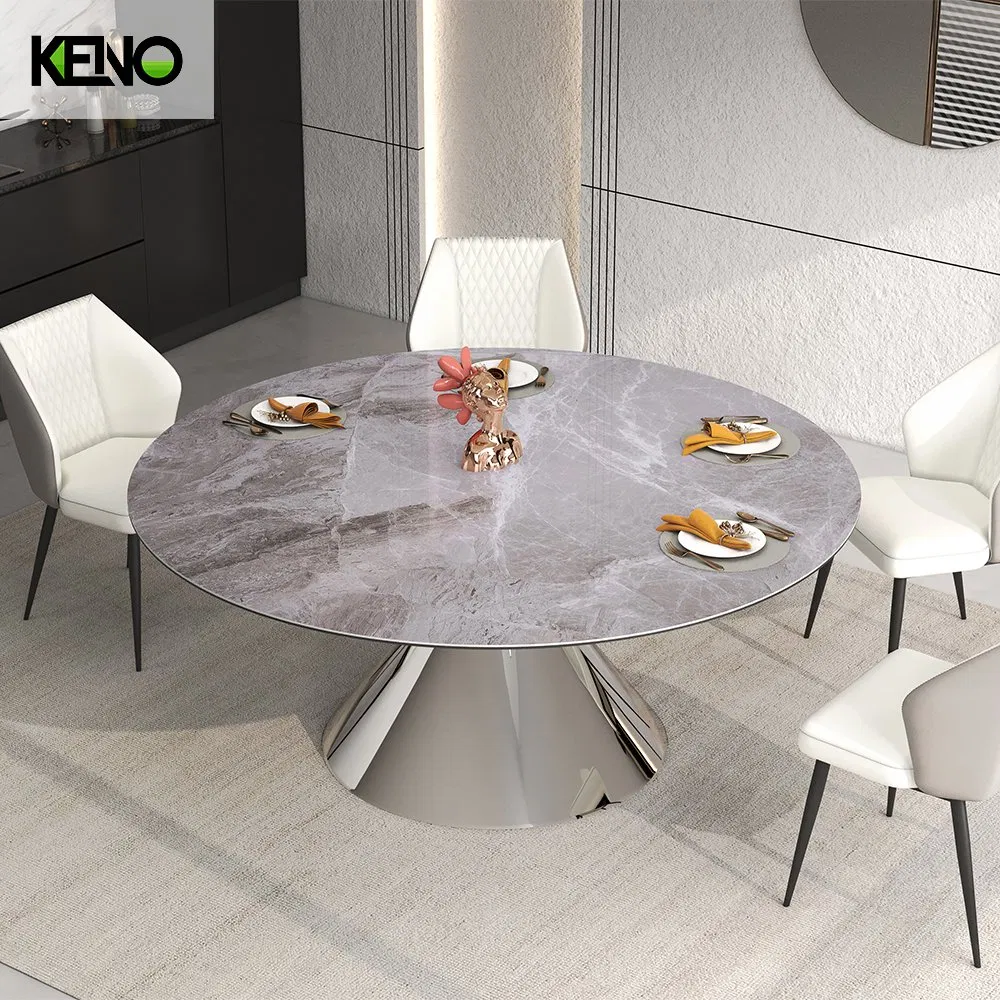 Luxury Room Aluminium Alloy Leg Set Sintered Stone Dining Table Furniture
