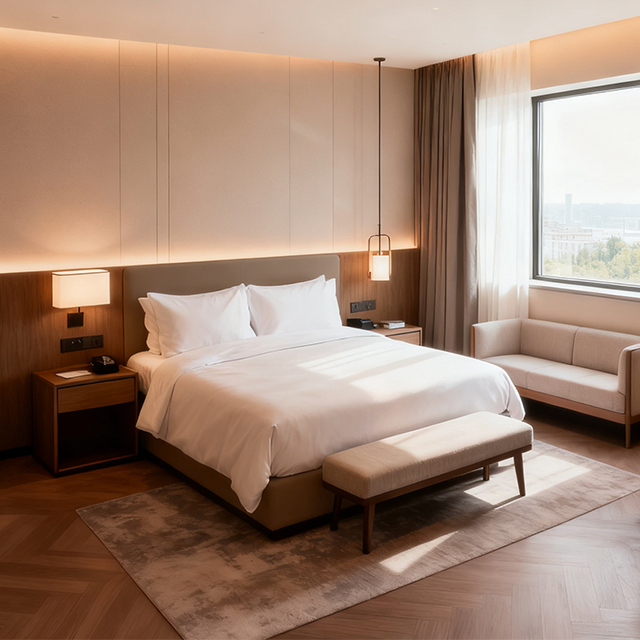 FF&E Project Accept Commercial Interior Design Bedroom King Size Bed Hotel Furniture for Hospitality Resort Villa Apartment