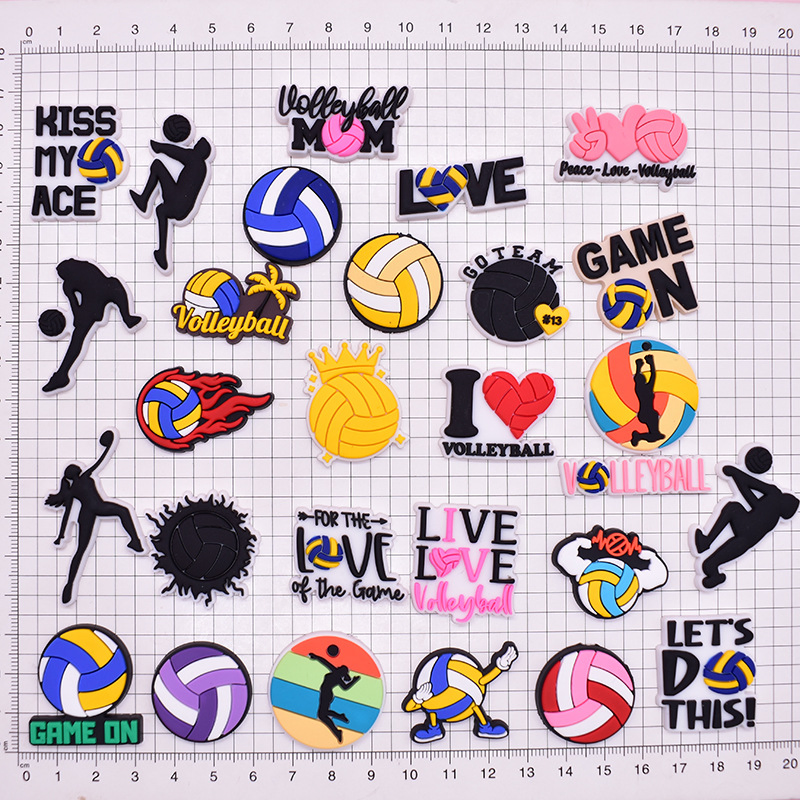 New Volleyball PVC Soft Glue Drip Plastic Detachable Decorative Buckle Hole Shoes Flower Shoe Buckle Cross-Border DIY Accessories in Stock.