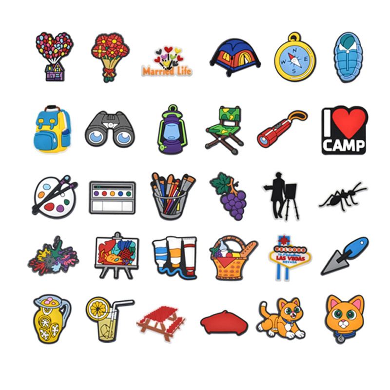 Outdoor Camping Holes Shoes Flower Shoe Buckles PVC Soft Rubber Decorative Buckles Amazon DIY Shoe Accessories in Stock Wholesale