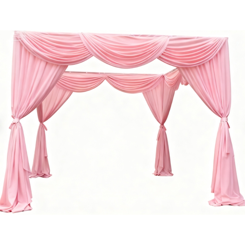 Elegant Satin Curtain Drape with Austrian Swag/Pleated for Wedding/Banquet/Show Decoration