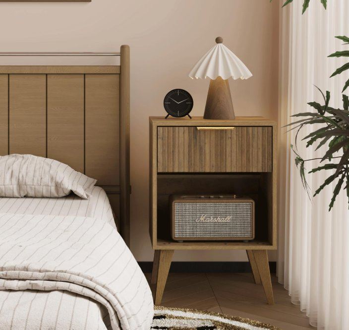 ND Table Side Table for Living Room, Bedroom, Caramel Oak