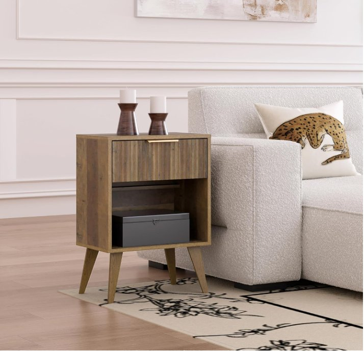 ND Table Side Table for Living Room, Bedroom, Caramel Oak