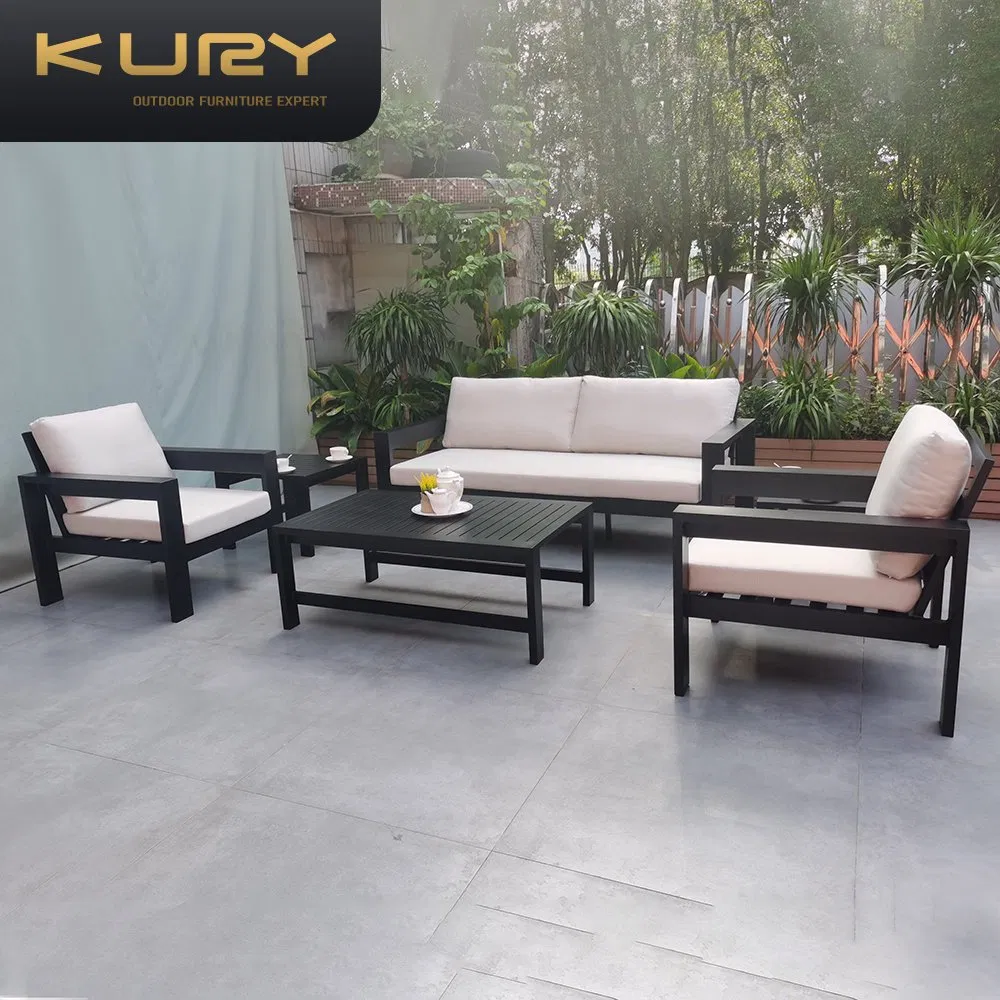 Garden Sofas Outdoor Wicker Patio Furniture Sets Waterproof Cafe Table and Chairs Lounge Rattan Aluminium Garden Sofa Sets
