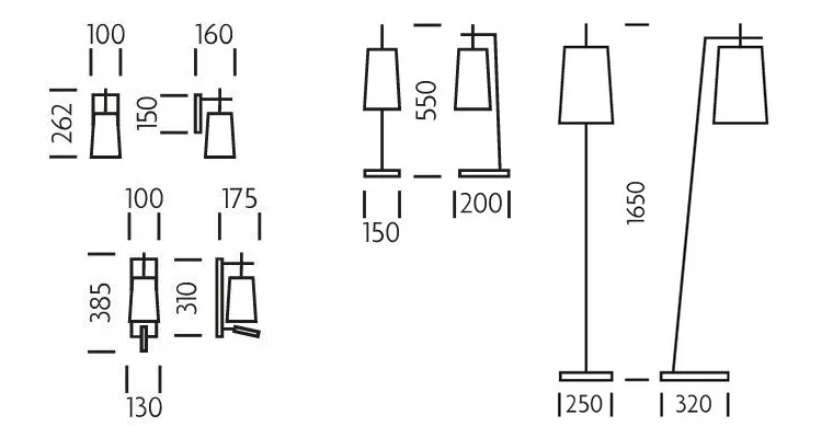 Lamp Set Dimensions