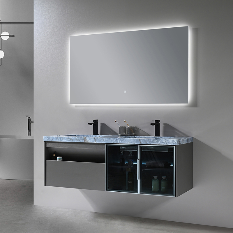 High Quality Vanity Plywood Bathroom Cabinet in Double Slab Sink