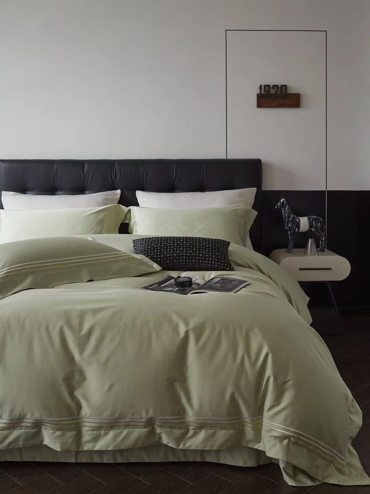 Custom Luxury Blue Comforter Duvet Cover 100% Egyptian Cotton Solid Color Pillow Cases 4 Piece Home Textile