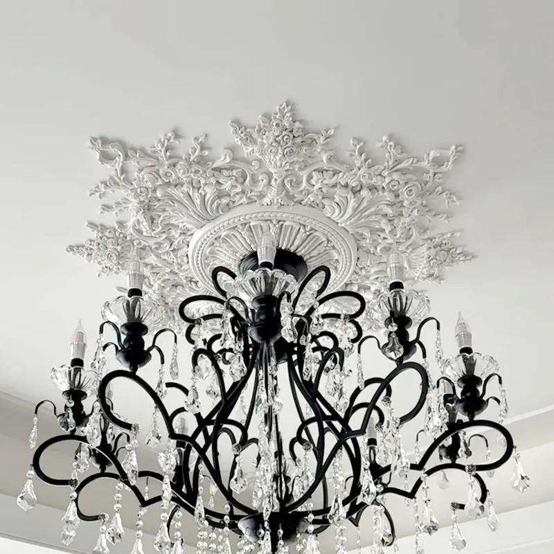 Wholesale Modern Design Polyurethane Carved Ornament PU Decorative Chinese Wall Plaques for Ceiling Decor