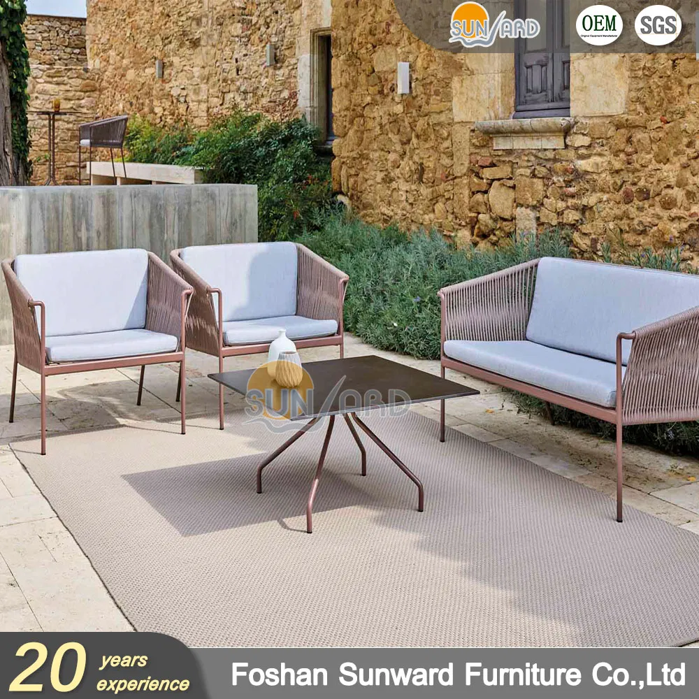 Luxury Outdoor Furniture Leisure Aluminum Frame Woven Sofa