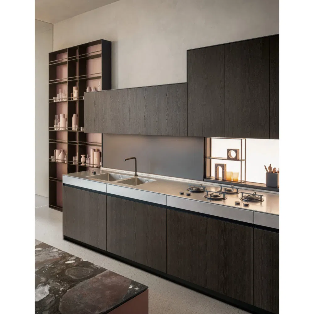 Glass Transparency Odor-Proof Aluminum Frame Glass Kitchen Furniture for Luxury Showrooms