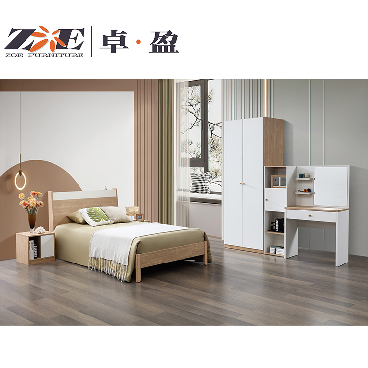 Custom Apartment House Project Furniture Wooden MDF Single Bedroom Furniture