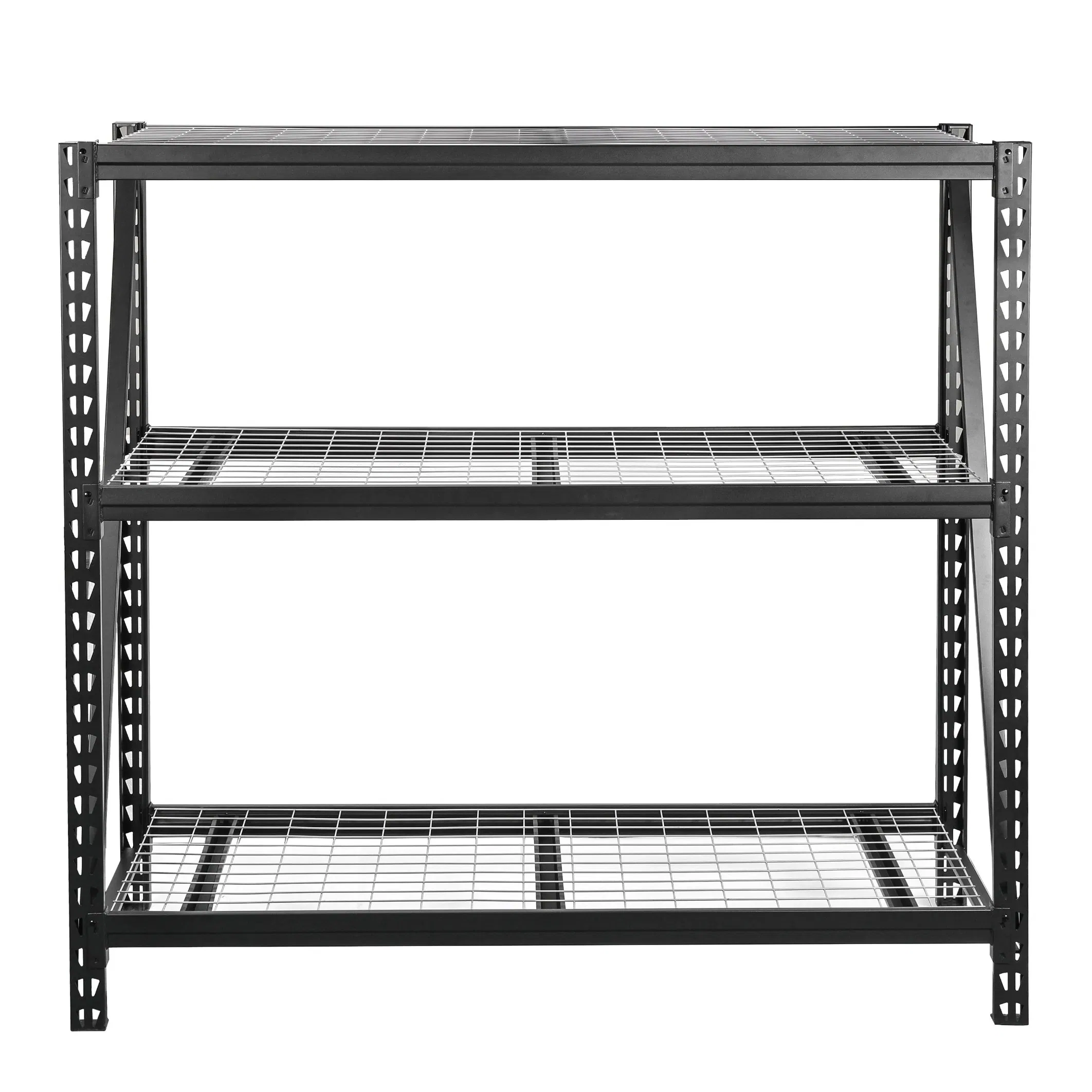 Steel 3-Tier Storage Shelf Unit 72-Inch-H X 77-Inch-W X 24-Inch-D, 6000lb Total Capacity, Black