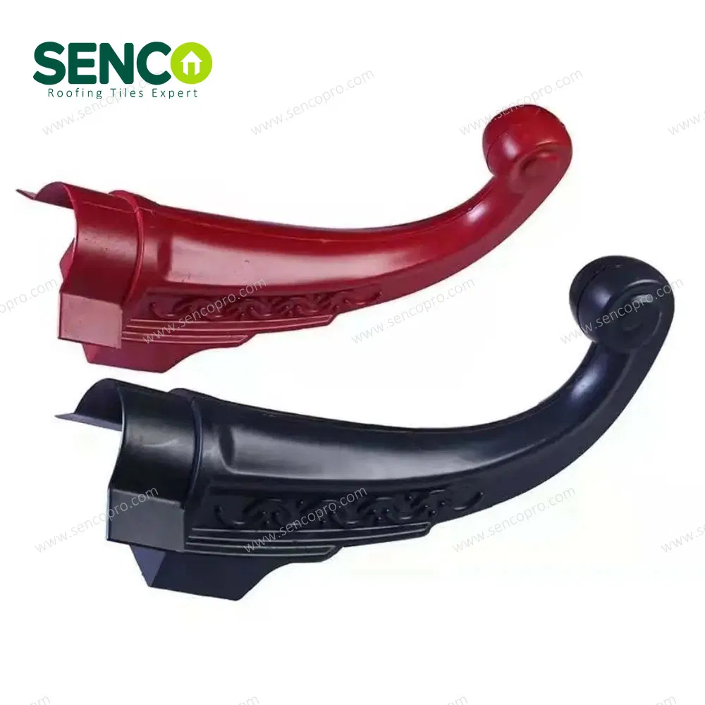 PVC Resin Tile Accessory ASA Resin Ridge End Ornament Chinese Style Roof Ridge Terminal Tile Decorative Tail Eave Extension for Resin Roof Ridge End Cap