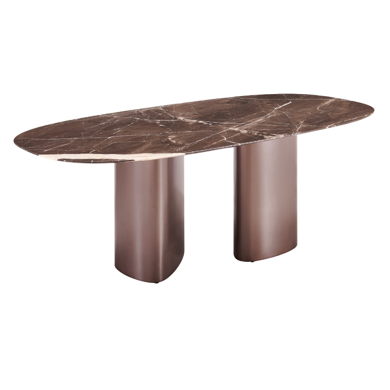 Modern Luxury Golden Stainless Steel Marble Top Dining Room Furniture Set Dining Table