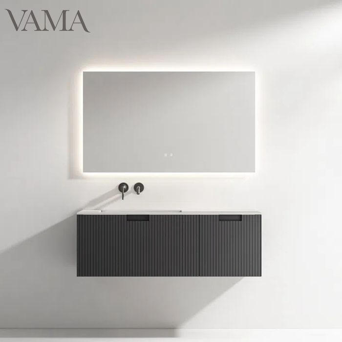 Vama 120cm No Faucet Hole Countertop Modern Ripple Effect Bathroom Furniture Different Color