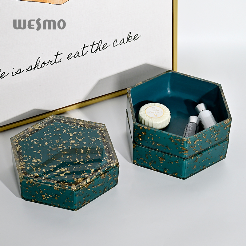 Multifunctional Dark Green Home Decoration Table Storage Boxes Organization