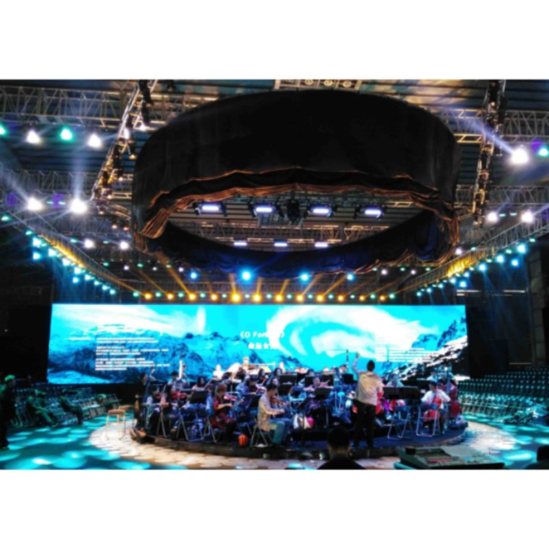 Concert Hall Performances Fireproof Stage Circular / Round Lifting Velvet Curtain / Drape