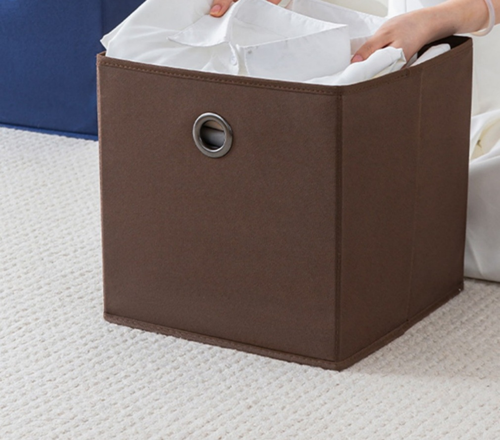 Compact Decorative Nonwoven Fabric Storage Organization with Strong Handles for Living Rooms