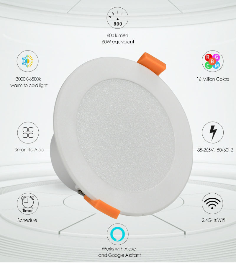 7W 9W 12W 16W Smart WiFi Tuya Remote Control LED Down Lights with Alexa Google Home Downlights