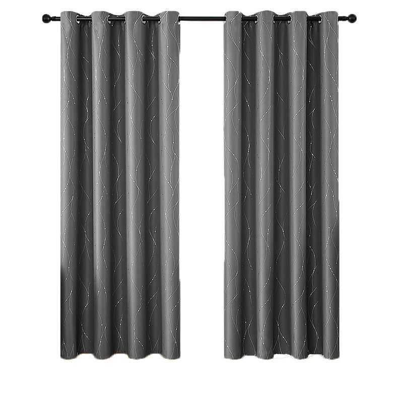Xinlan Foil Print Polyester Top Grommet Blackout Window Curtain Drapes for Living Room