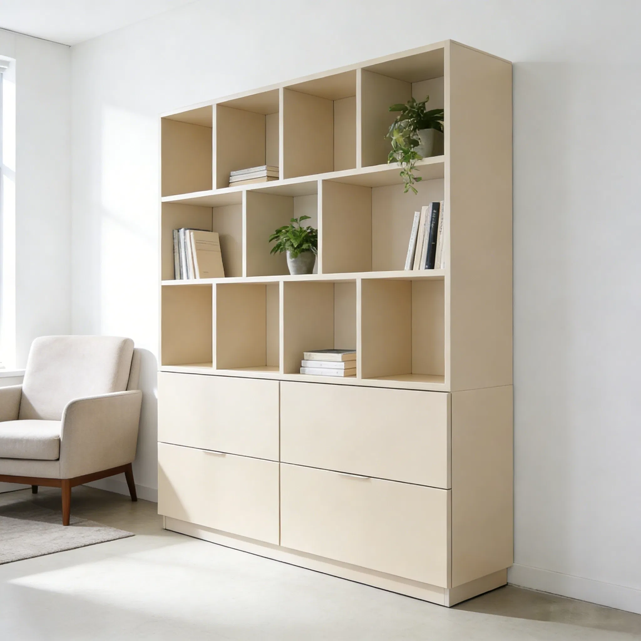 Sliding Door Anbangni Flat Pack / Assembled (Export Standard) Open Shelf Shelving Unit with Doors