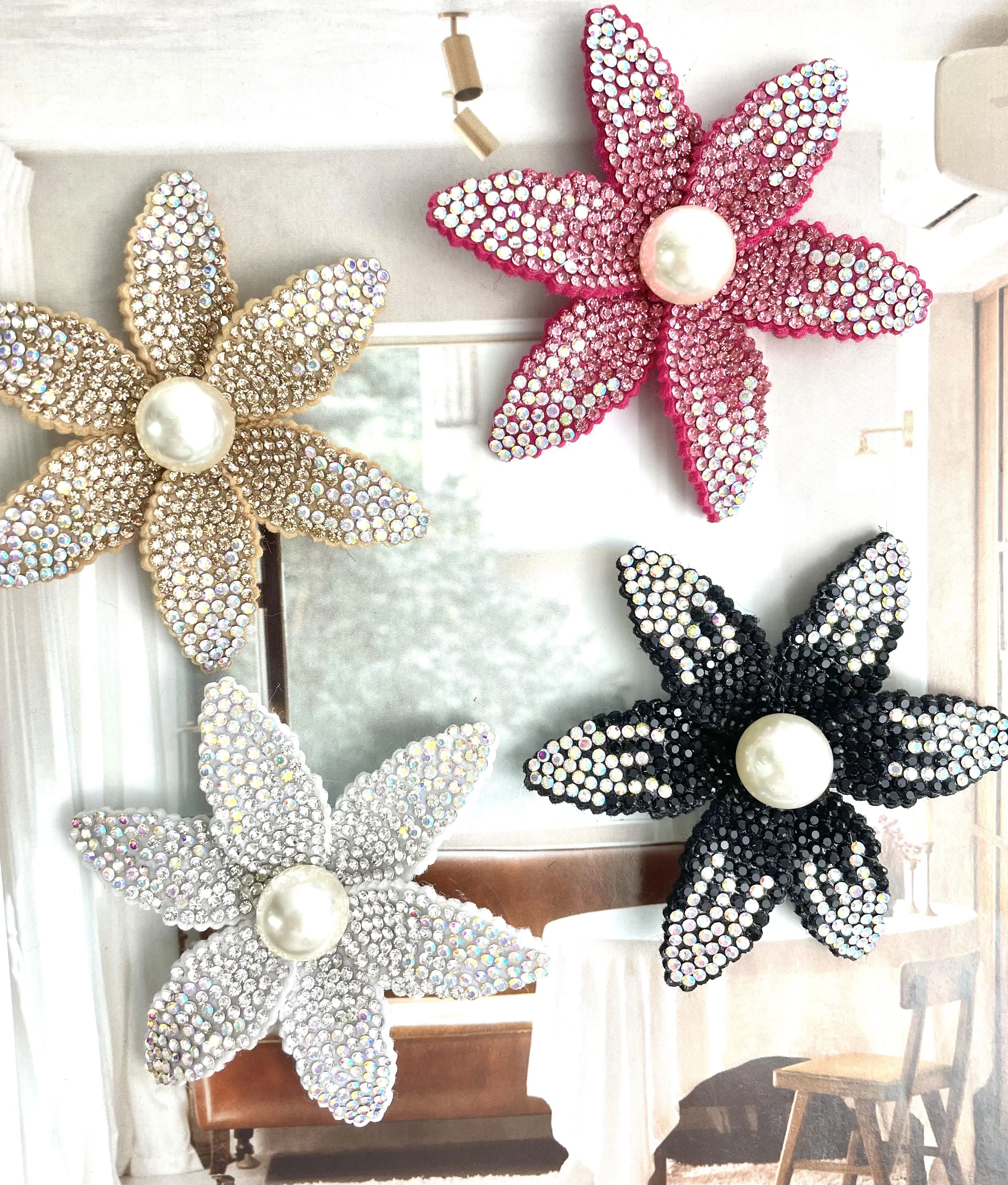 Crystal 3D Rhinestone Flower Decorative Stickers Dly Clothing Bags and Shoes Accessories with Buckles