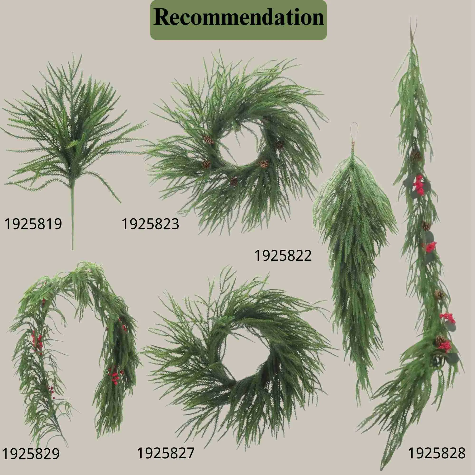 Bulk Deluxe Norfolk Pine Table Centerpiece Garland Wreath Home Christmas Decoration