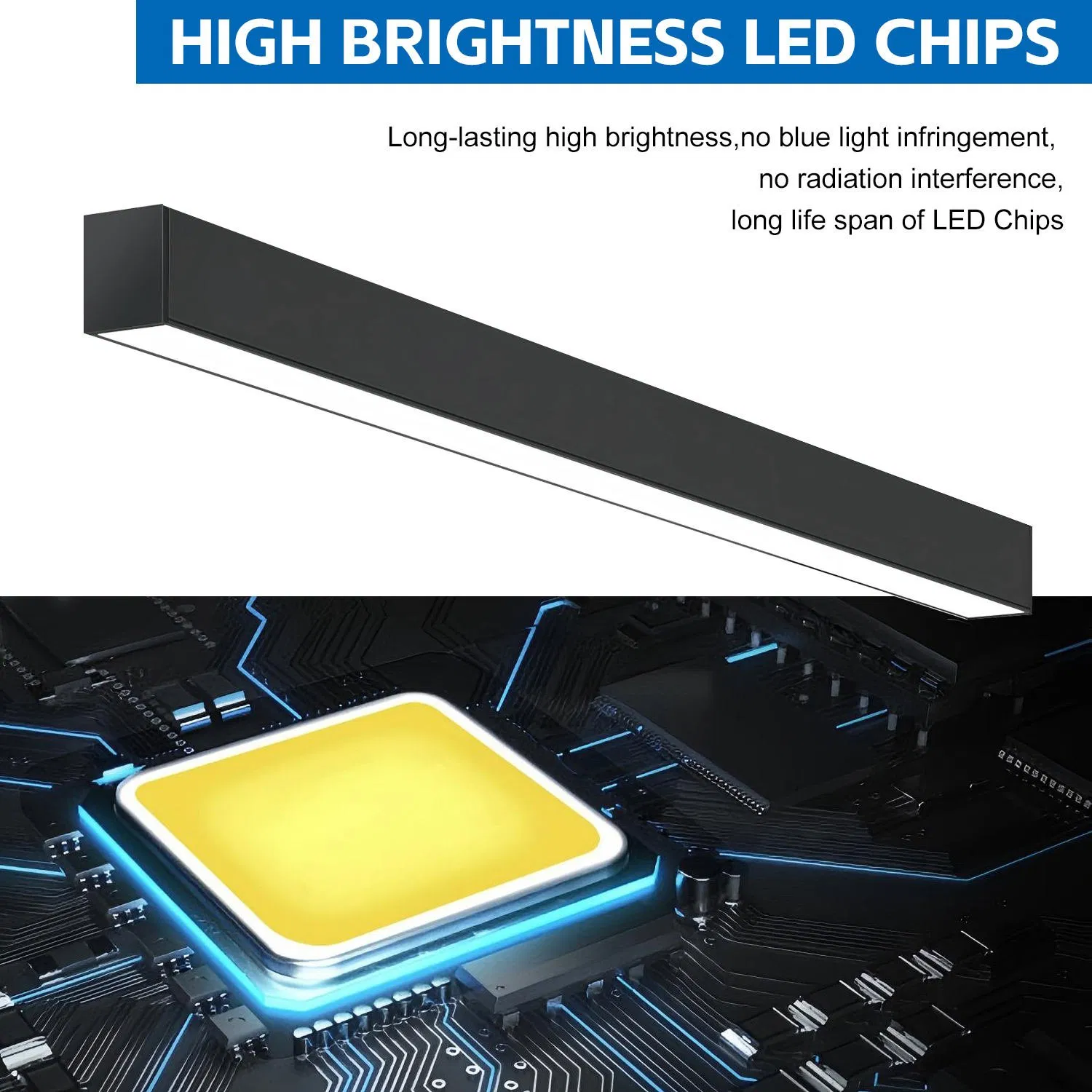 4FT Black LED Architectural Linear Light Fixture LED Aluminum 5CCT 5wattage Dlc Pendant Lighting