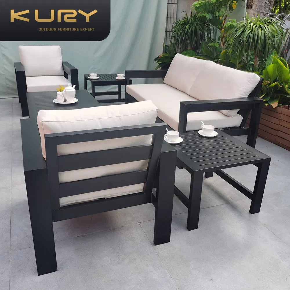 Garden Sofas Outdoor Wicker Patio Furniture Sets Waterproof Cafe Table and Chairs Lounge Rattan Aluminium Garden Sofa Sets