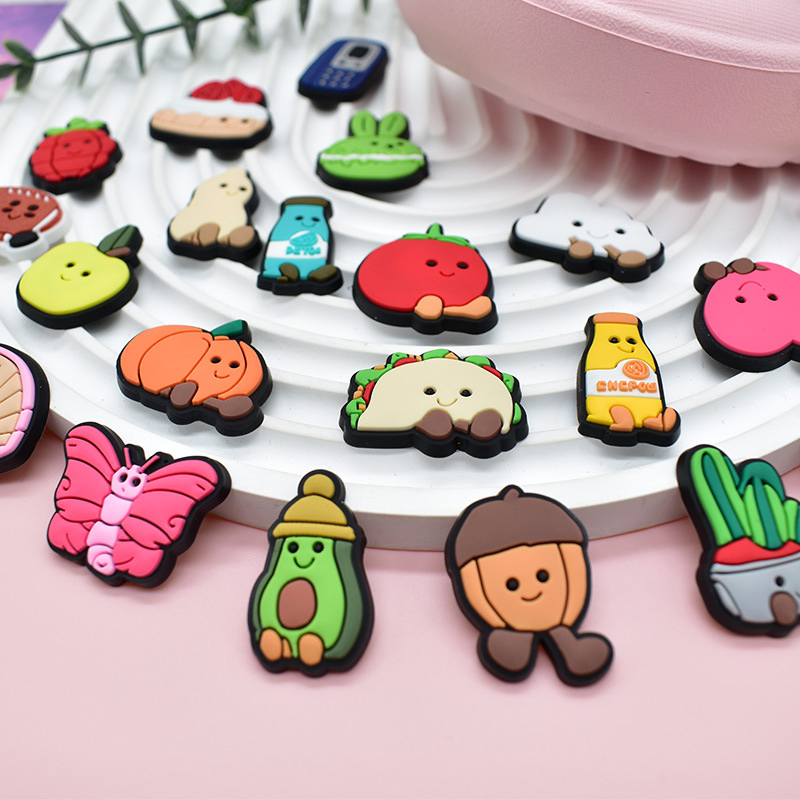 Fruit Toy PVC Soft Glue Drip Plastic Detachable Decorative Buckle for Hole Shoes Flower Shoe Buckle Cross-Border DIY Shoe Accessories in Stock