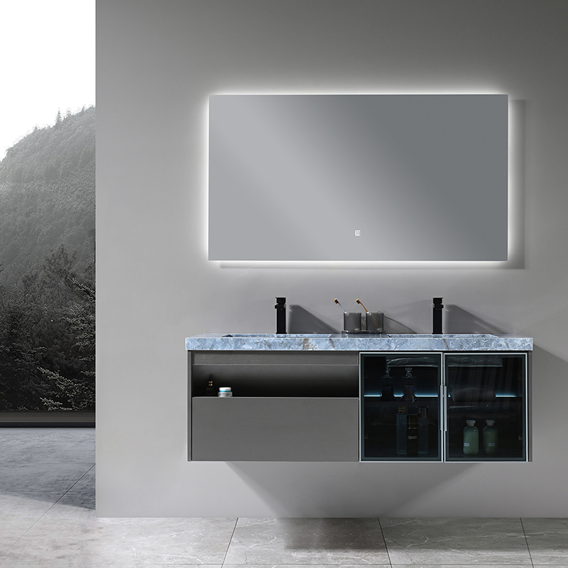 High Quality Vanity Plywood Bathroom Cabinet in Double Slab Sink