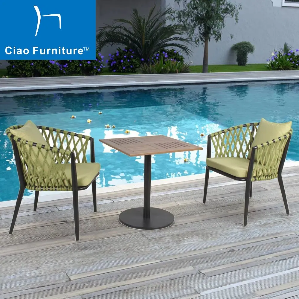 Modern Patio Coffee Table Set Rope Dining Chair Outdoor Restaurant Garden Furniture