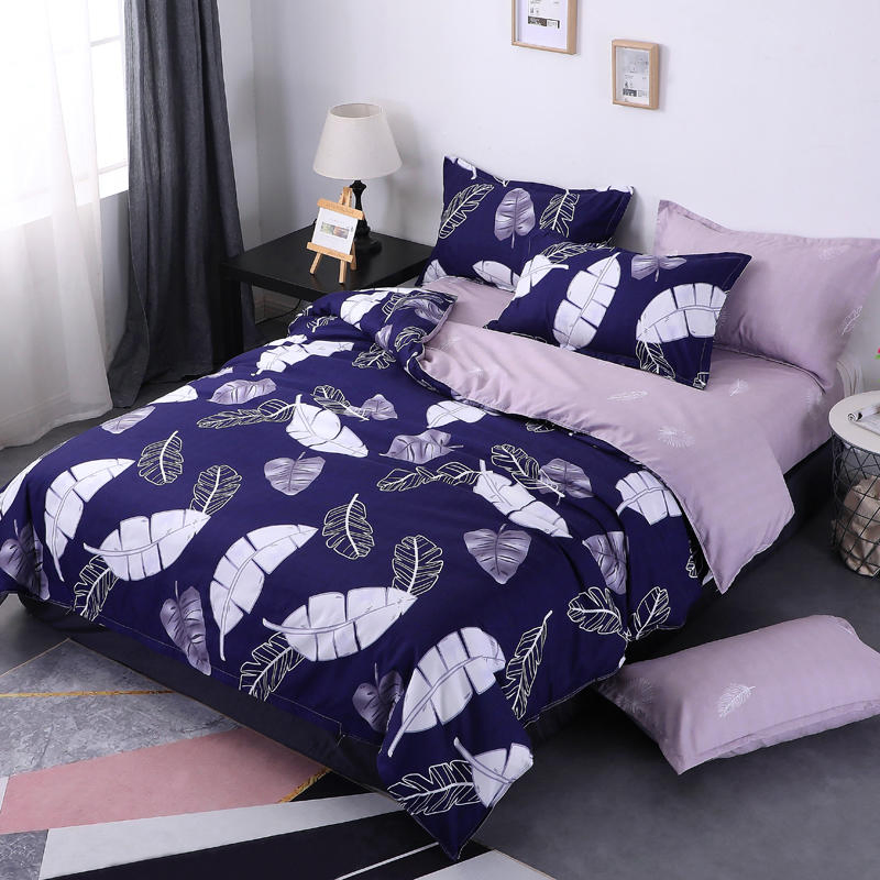 Vietnam Hot Selling 90GSM Navy Blue Color Printed Leaves Microfiber Made in China Home Textile