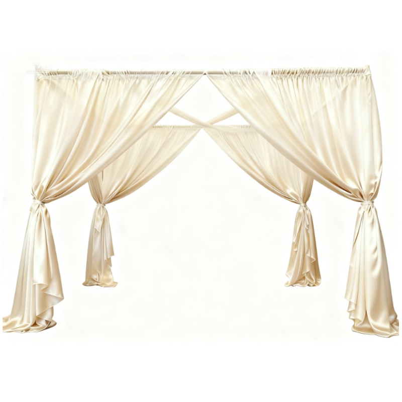 Elegant Satin Curtain Drape with Austrian Swag/Pleated for Wedding/Banquet/Show Decoration