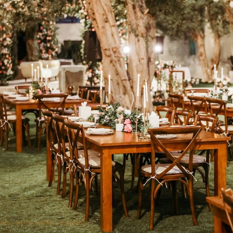 Modern Modern Farmhouse Dining Room Furniture Restaurant Wedding Furniture Wood Chairs with Dining Table