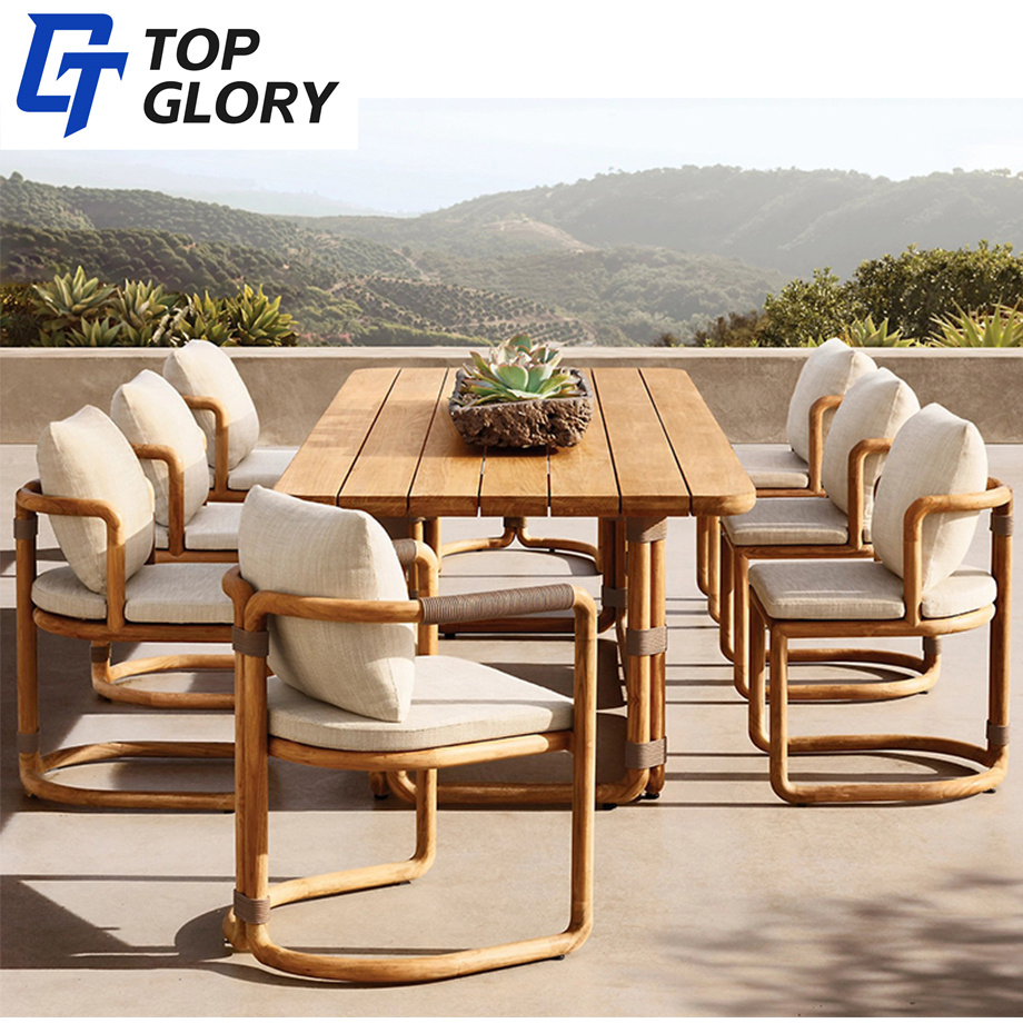 Tg Outdoor Waterproof Teak Wooden Hotel Furniture Modern Dining Set Garden Sofa Outdoor Furniture for Table Chair