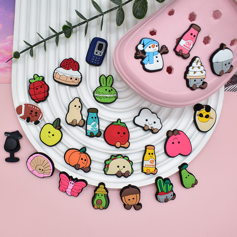 Fruit Toy PVC Soft Glue Drip Plastic Detachable Decorative Buckle for Hole Shoes Flower Shoe Buckle Cross-Border DIY Shoe Accessories in Stock