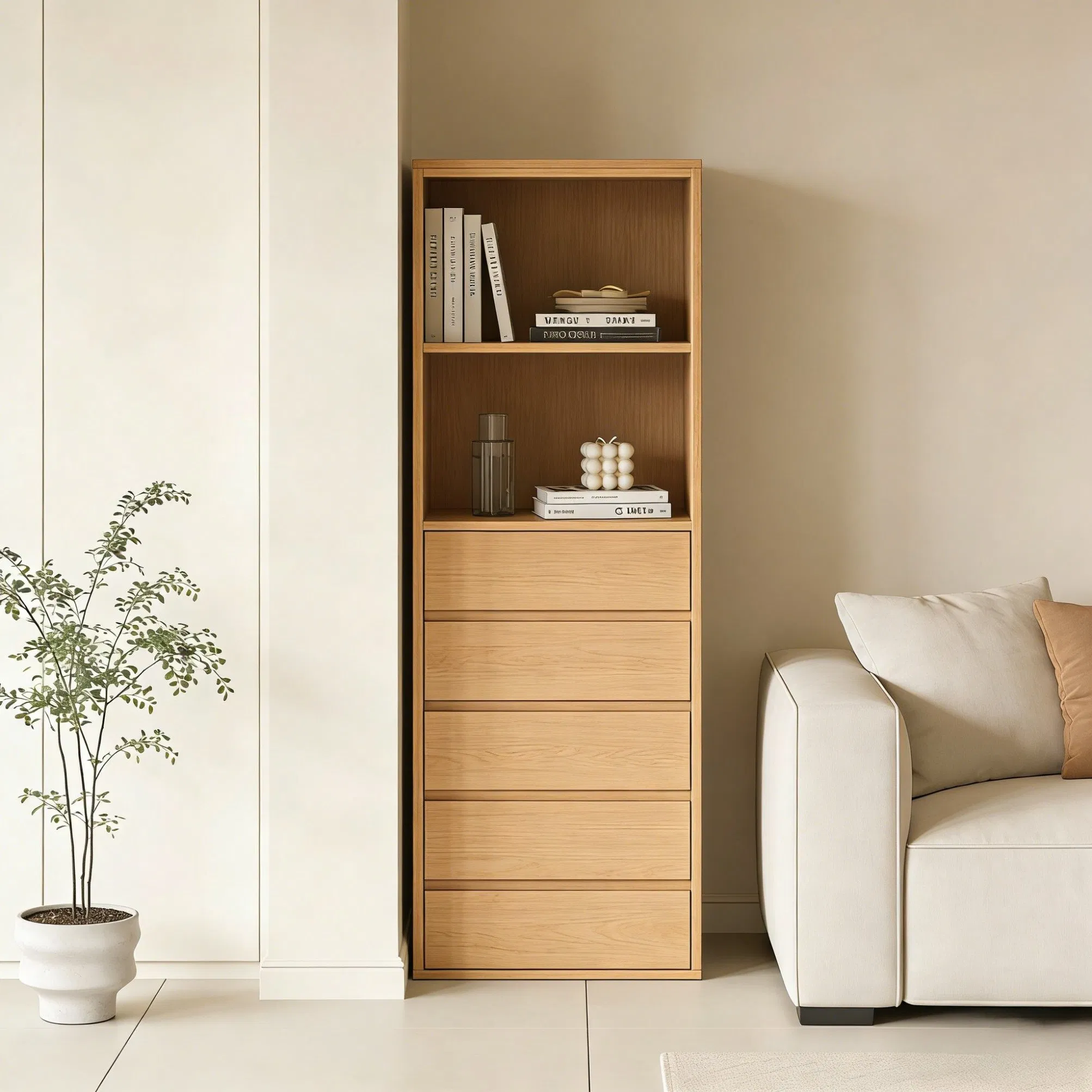 Open Shelf Drawer Included Anbangni Flat Pack / Assembled (Export Standard) Small Space Shelving Unit