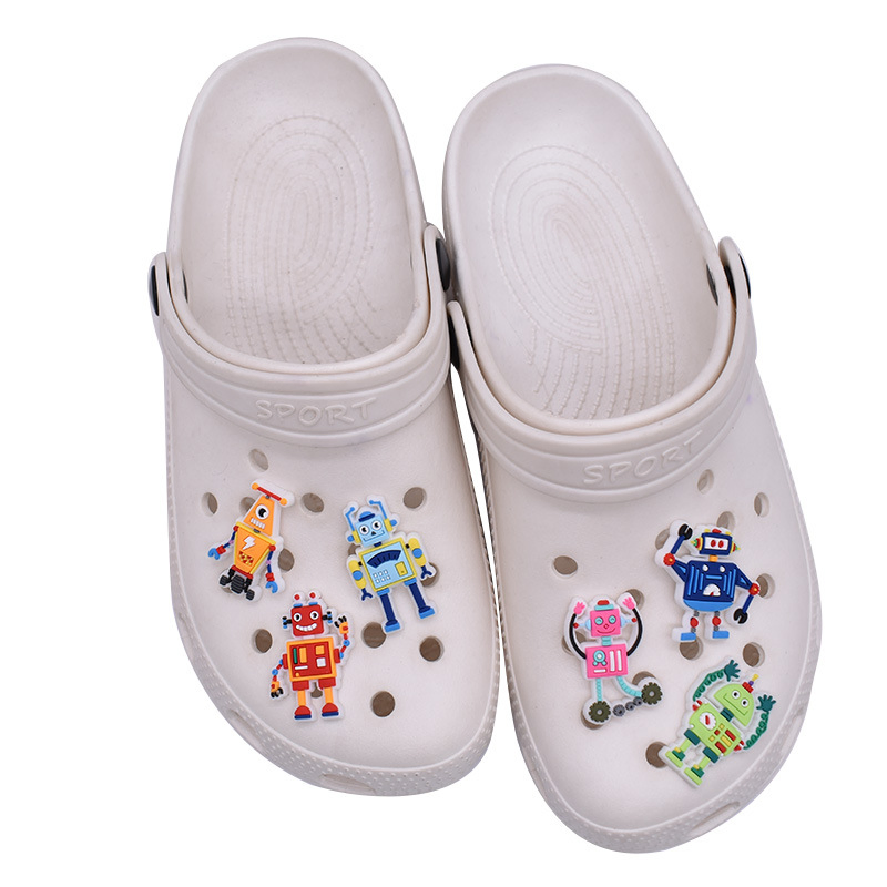 Strange Robot PVC Soft Rubber Shoes with Decorative Buckles, Hole Shoes, Shoe Flowers, Shoe Buckles, DIY Shoe Accessories Available in Stock on Amazon.