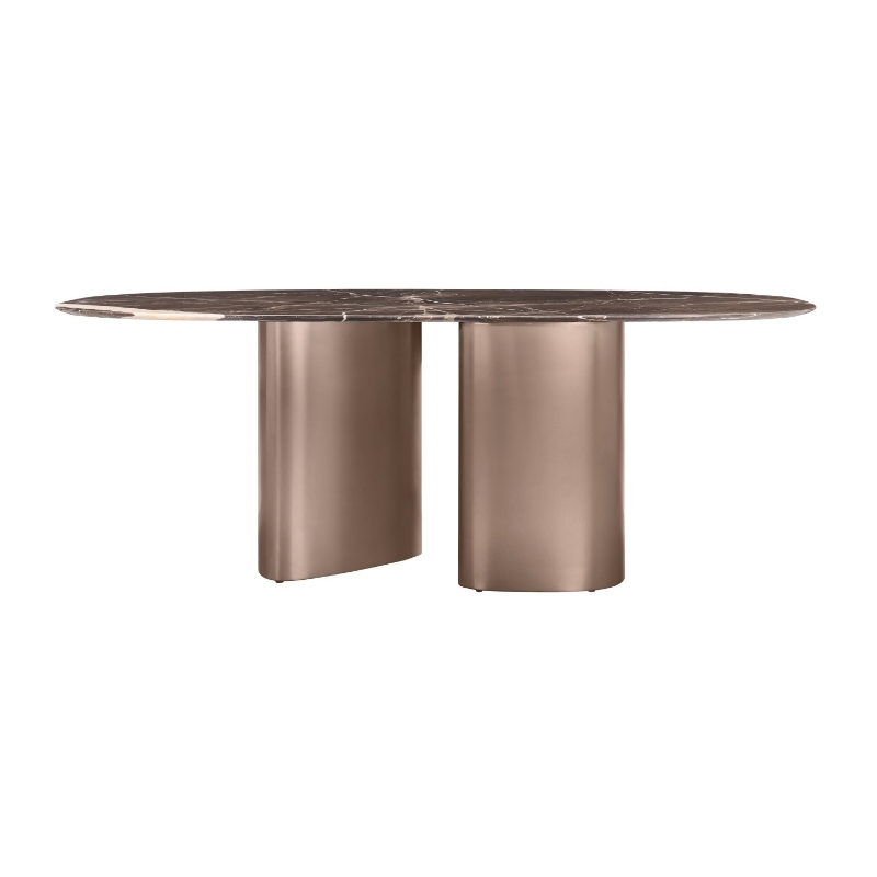 Modern Luxury Golden Stainless Steel Marble Top Dining Room Furniture Set Dining Table