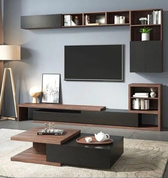Wooden Hot Sell TV Cabinet Modern Design Living Room Furniture Wall Mounted Stand Luxury TV Unit