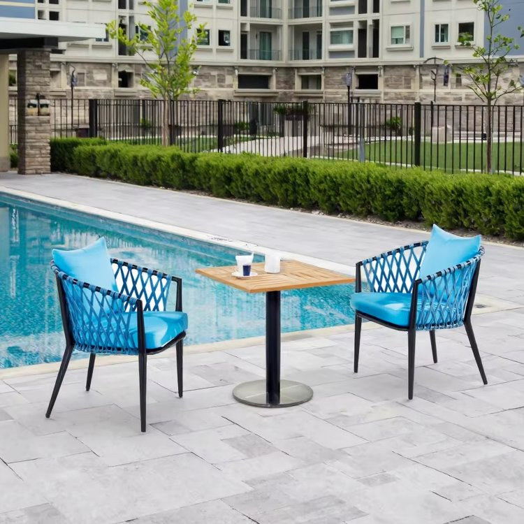 Modern Patio Coffee Table Set Rope Dining Chair Outdoor Restaurant Garden Furniture