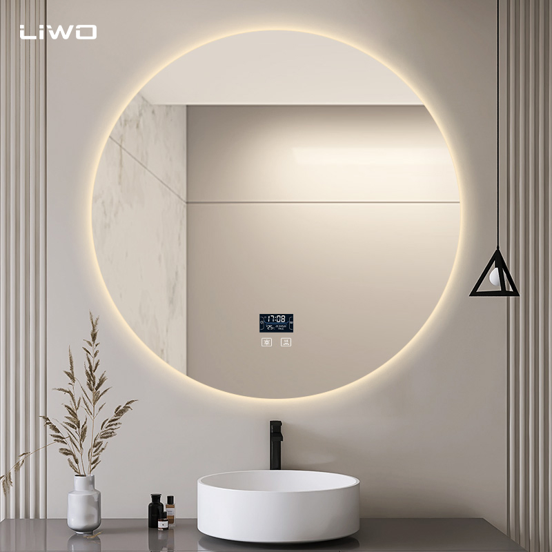 Modern Round Home Furnishings Wall-Mounted Frameless Bathroom Smart LED Mirror White Wire Control with Explosion Proof